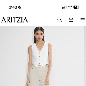 Aritzia Wilfred White Linen V-Neck Buttoned Vest Size 00 BRAND NEW